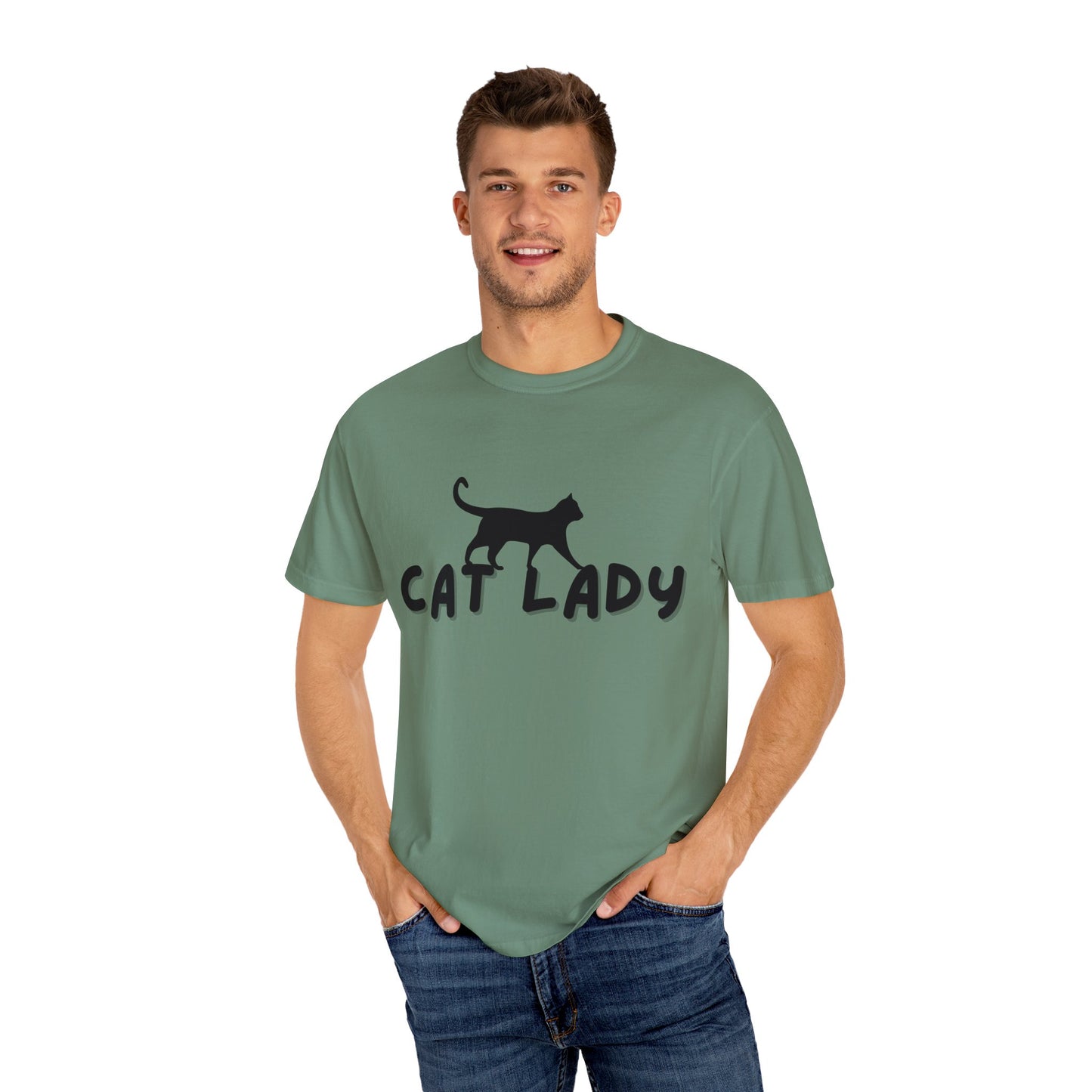 CAT LADY Word Design - Unisex Garment-Dyed T-shirt