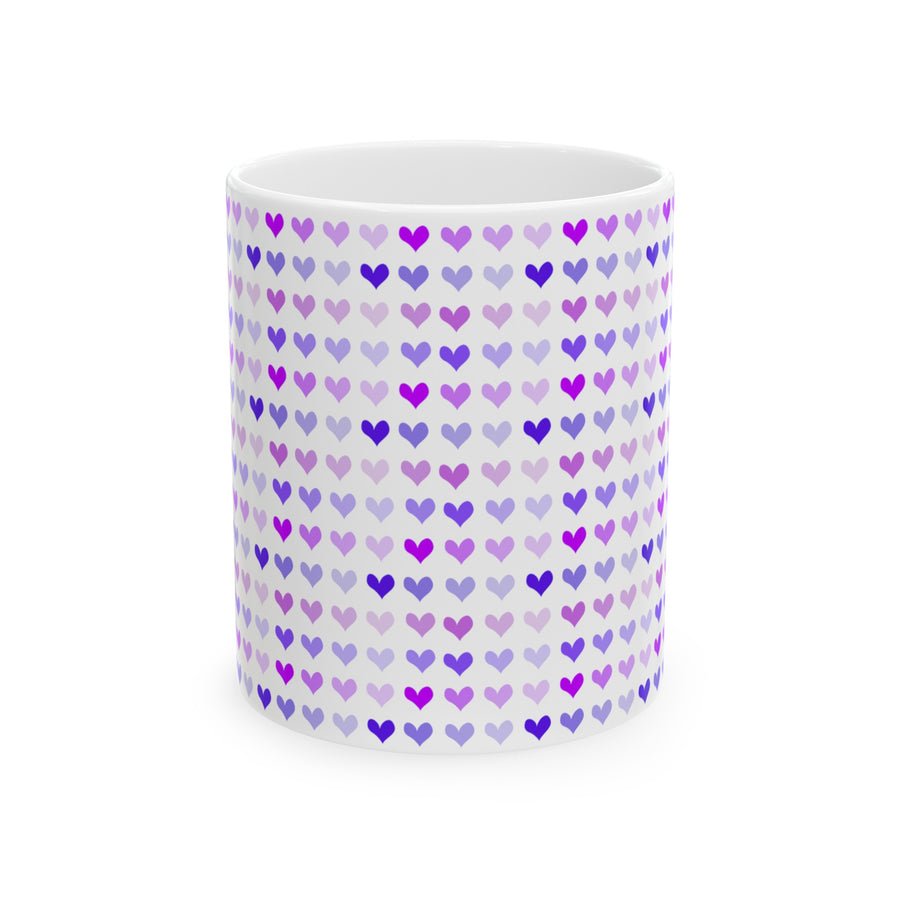 Purple Hearts Ceramic Mug, 11oz