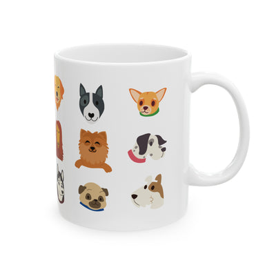 Multiple Breed Cartoon Dogs Ceramic Mug, 11oz