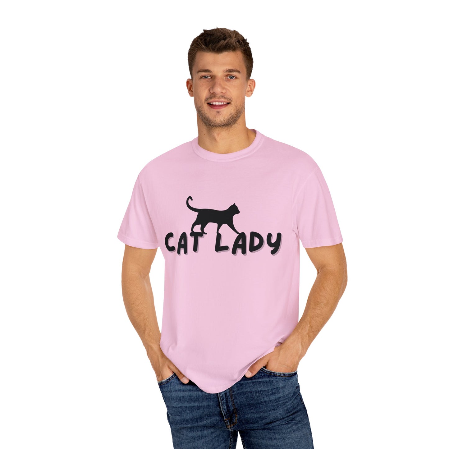 CAT LADY Word Design - Unisex Garment-Dyed T-shirt