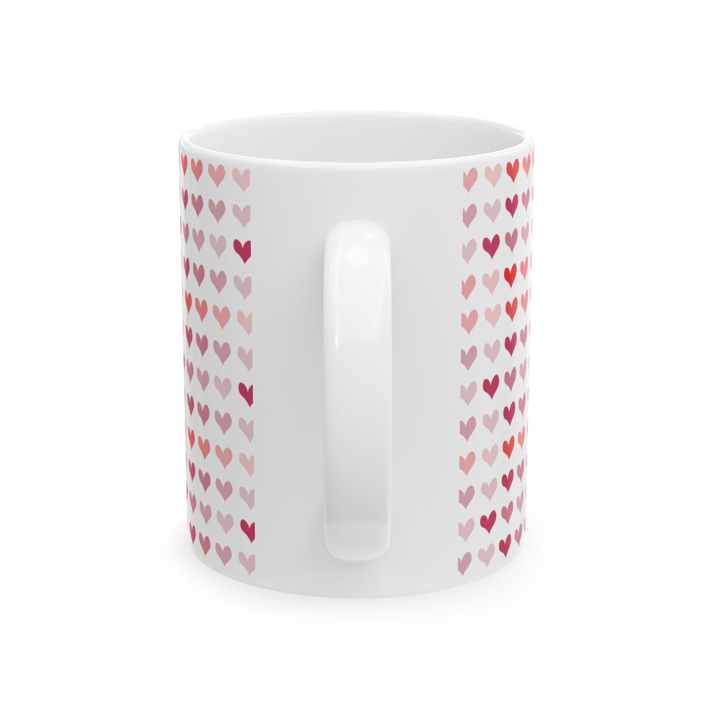 Red/Pink Hearts Ceramic Mug, 11oz