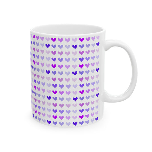 Purple Hearts Ceramic Mug, 11oz