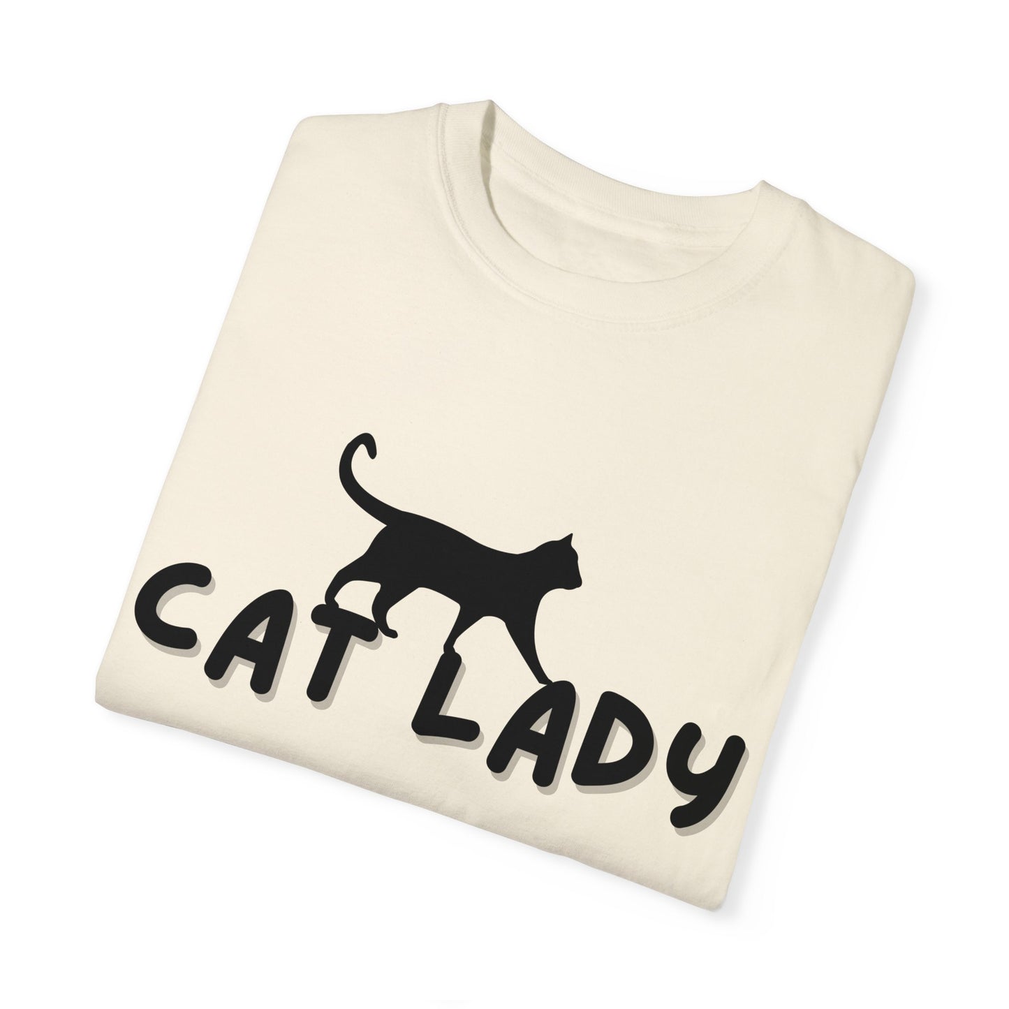 CAT LADY Word Design - Unisex Garment-Dyed T-shirt