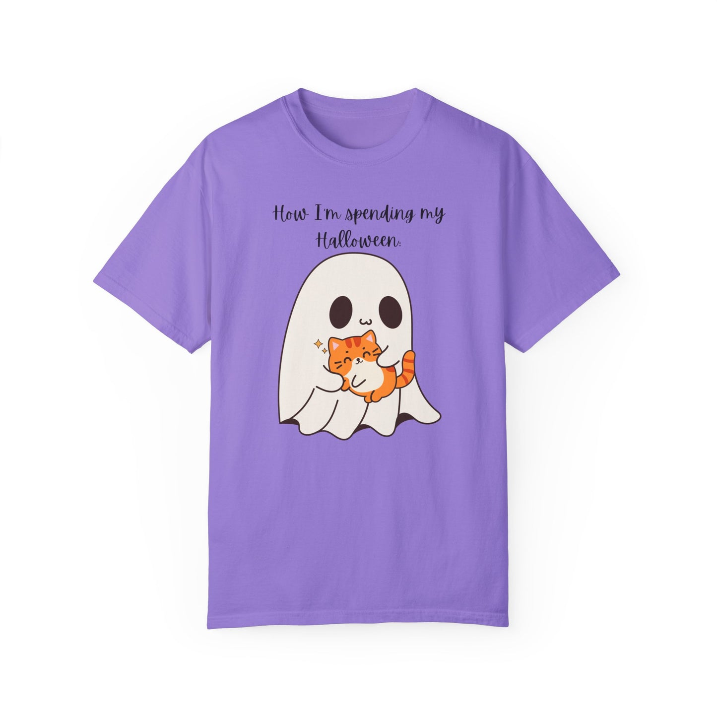 Ghost and Cat Halloween - Unisex Garment-Dyed T-shirt