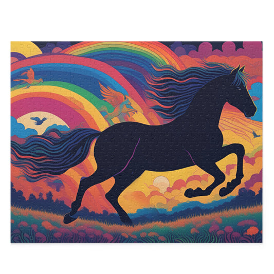 Psychedelic Black Horse - Puzzle (120, 252, 500-Piece)