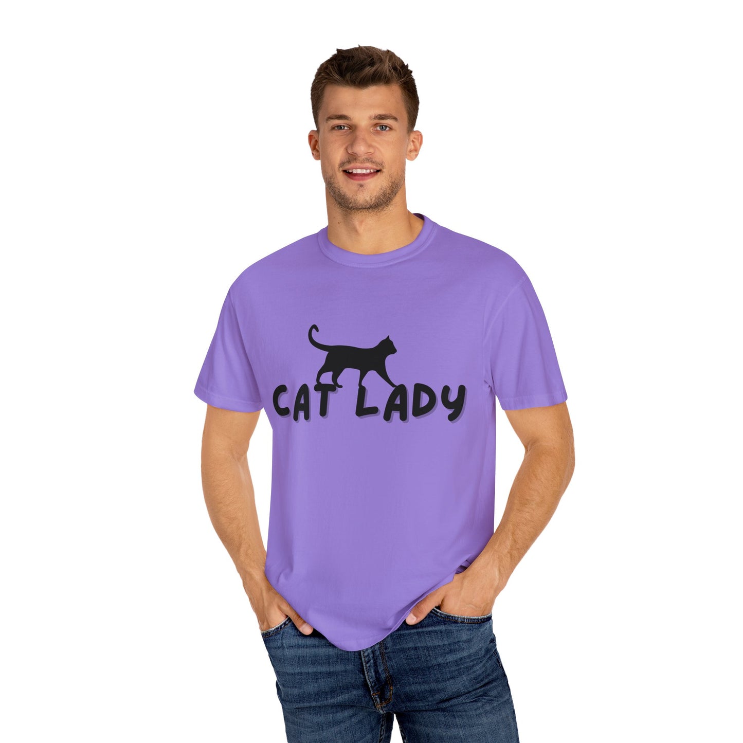 CAT LADY Word Design - Unisex Garment-Dyed T-shirt