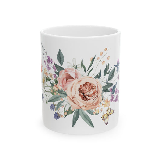 Flowers & Butterflies Ceramic Mug, 11oz