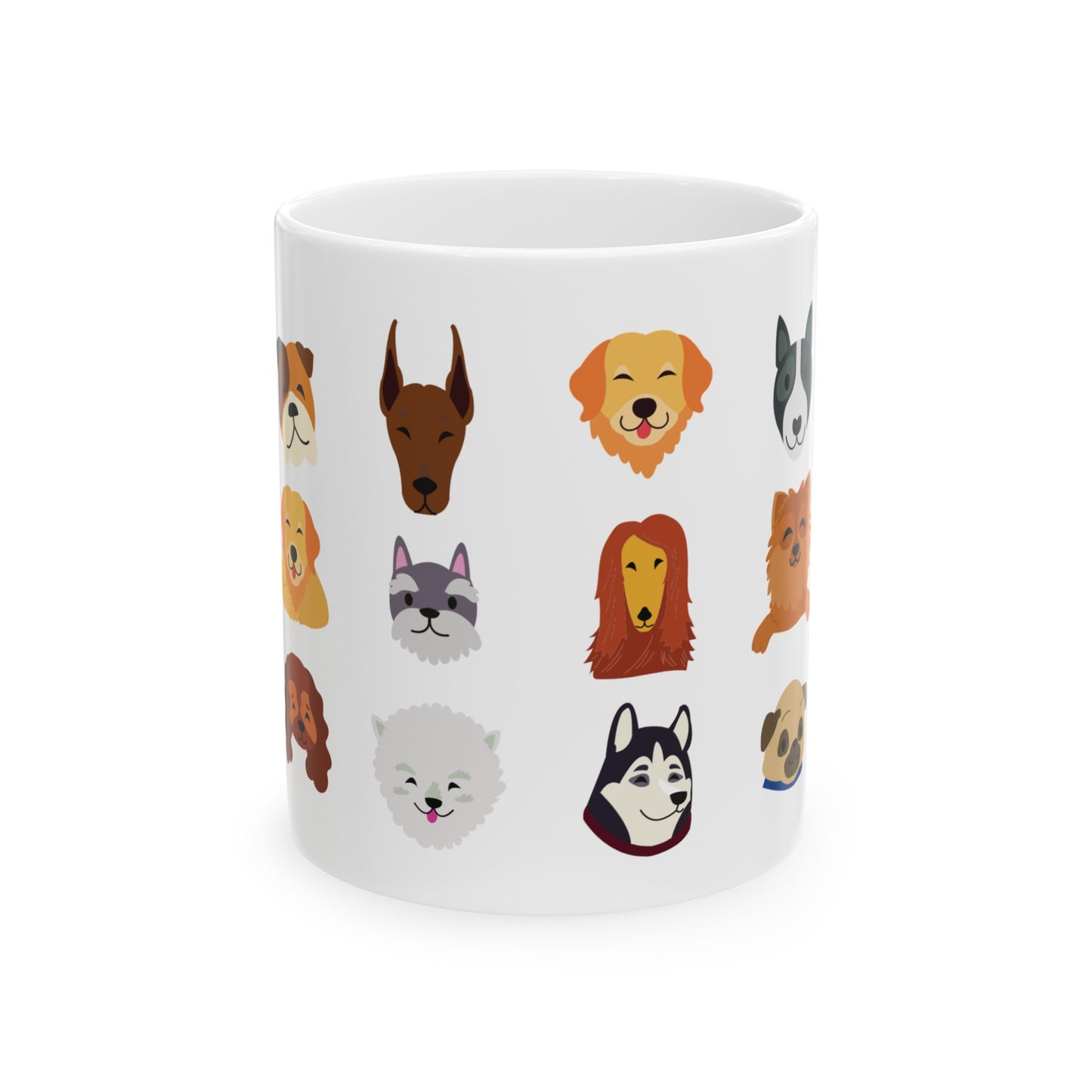 Multiple Breed Cartoon Dogs Ceramic Mug, 11oz