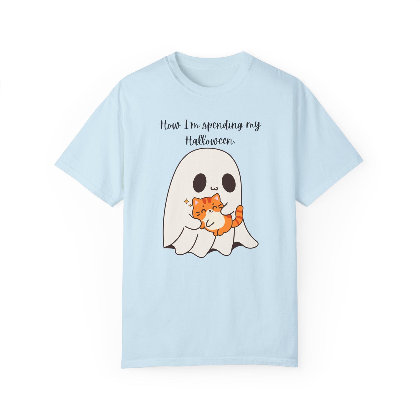 Ghost and Cat Halloween - Unisex Garment-Dyed T-shirt