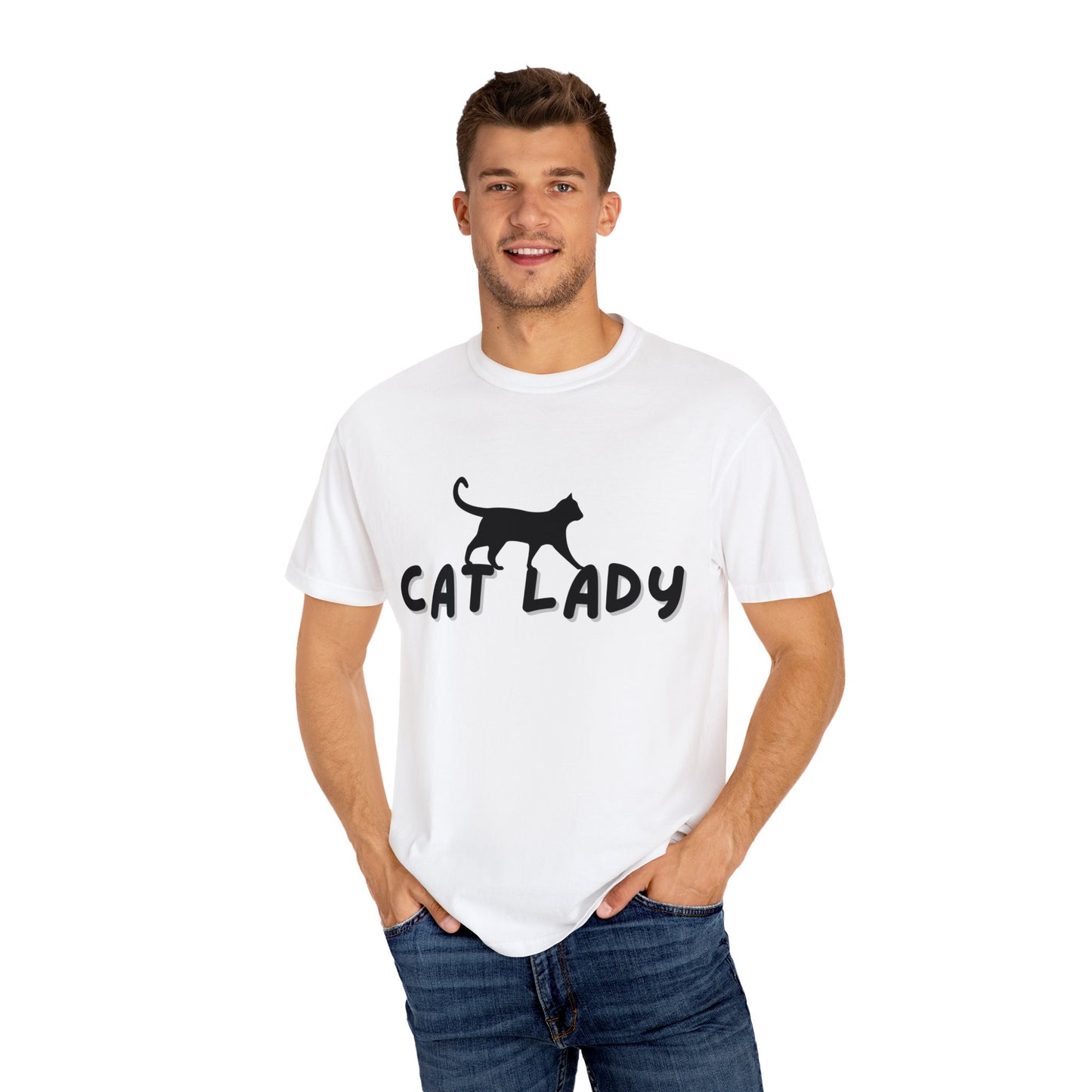 CAT LADY Word Design - Unisex Garment-Dyed T-shirt