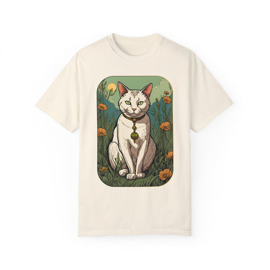 Cat Tarot Style Design - Unisex Garment-Dyed T-shirt