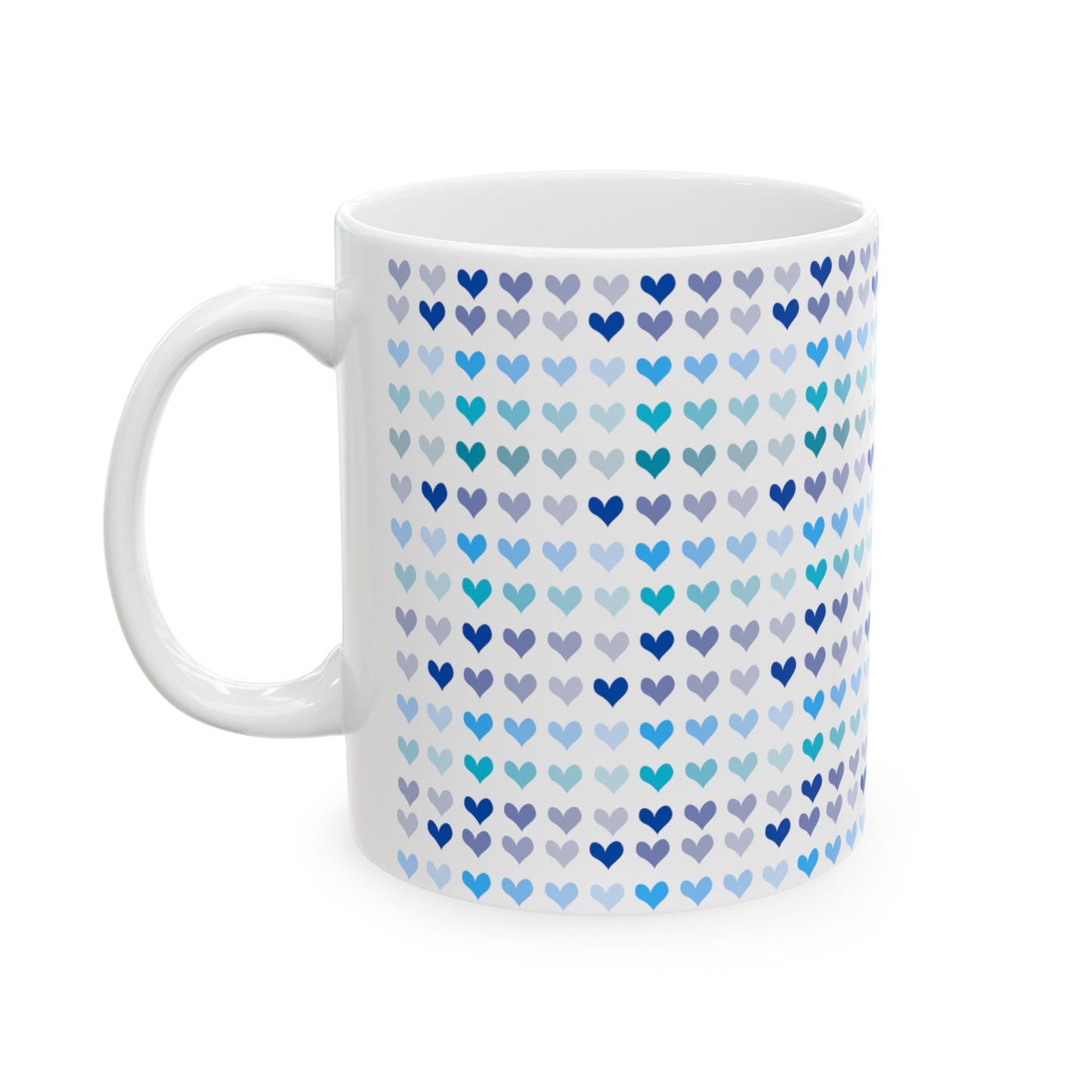 Blue Hearts Ceramic Mug, 11oz