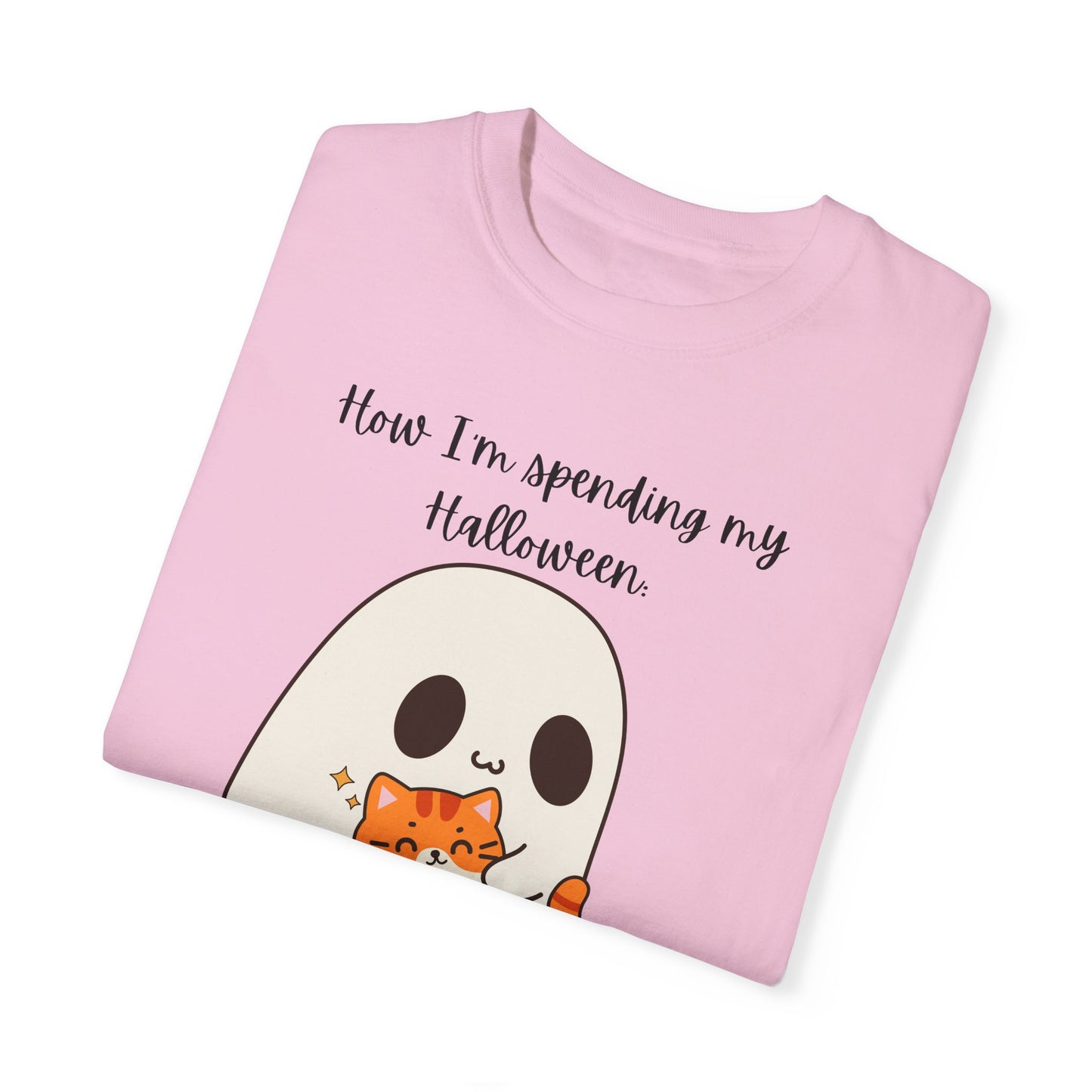 Ghost and Cat Halloween - Unisex Garment-Dyed T-shirt