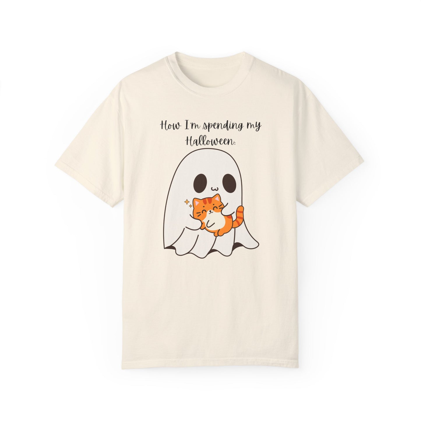 Ghost and Cat Halloween - Unisex Garment-Dyed T-shirt