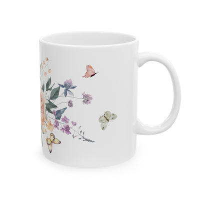 Flowers & Butterflies Ceramic Mug, 11oz