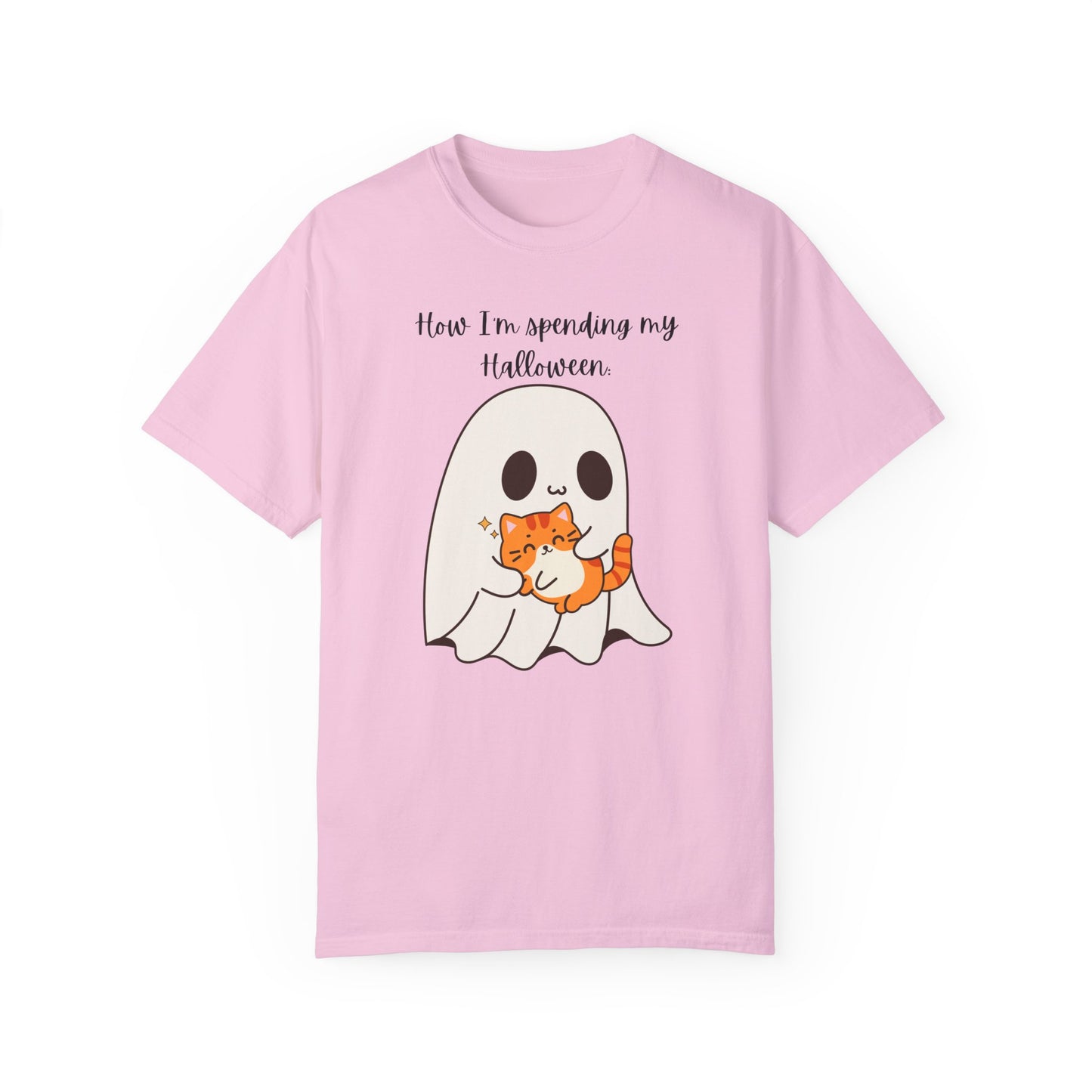 Ghost and Cat Halloween - Unisex Garment-Dyed T-shirt