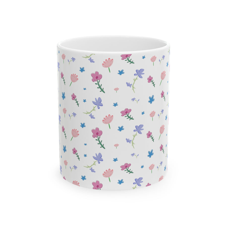 Cute Spring Wild Flowers Ceramic Mug, 11oz