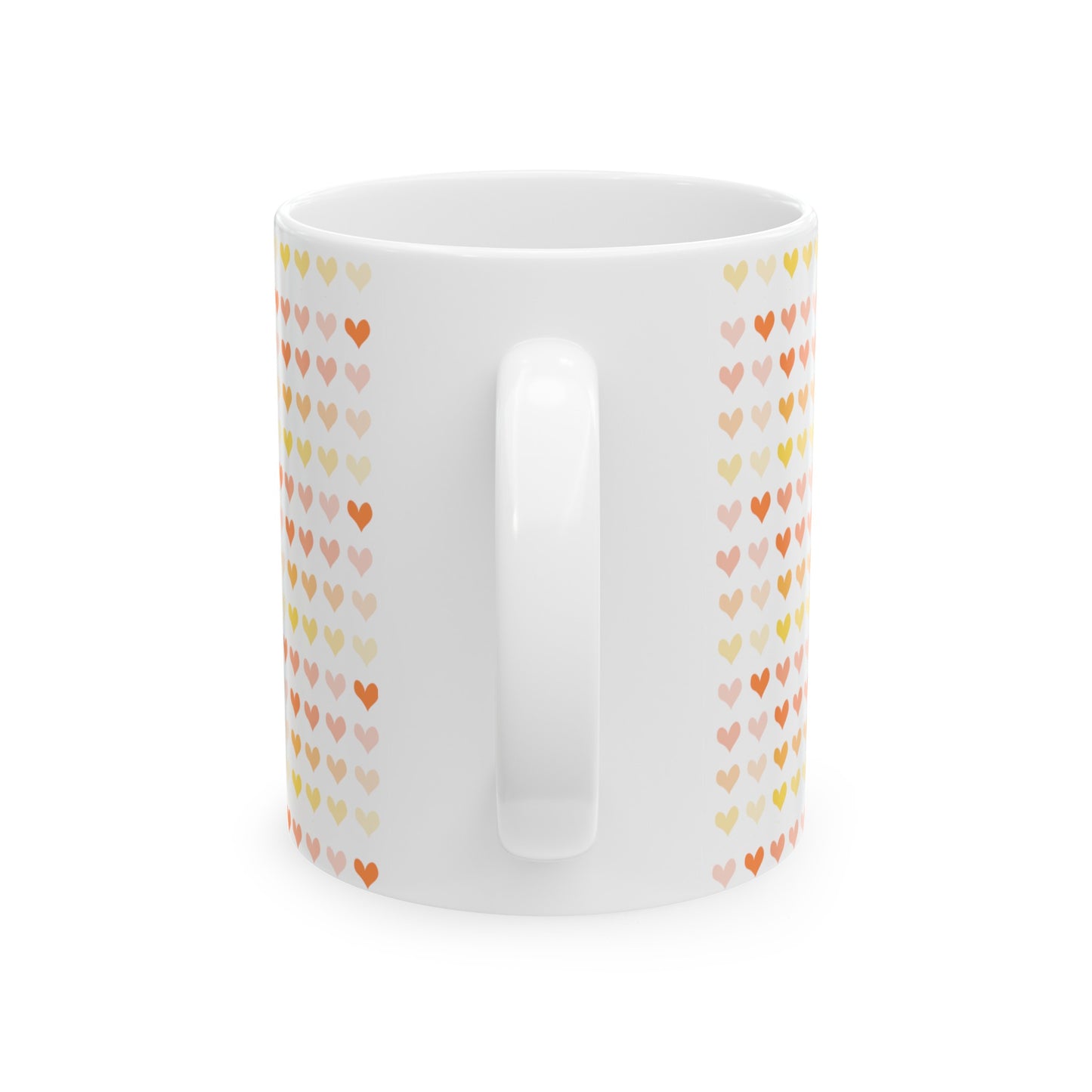 Yellow & Orange Hearts Ceramic Mug, 11oz