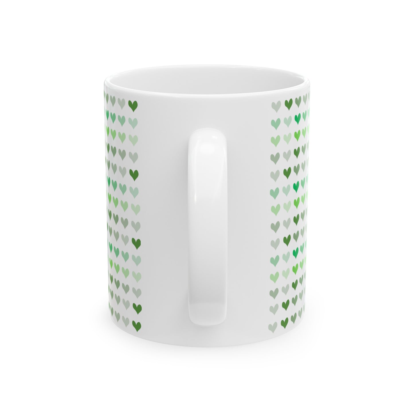 Green Hearts Ceramic Mug, 11oz