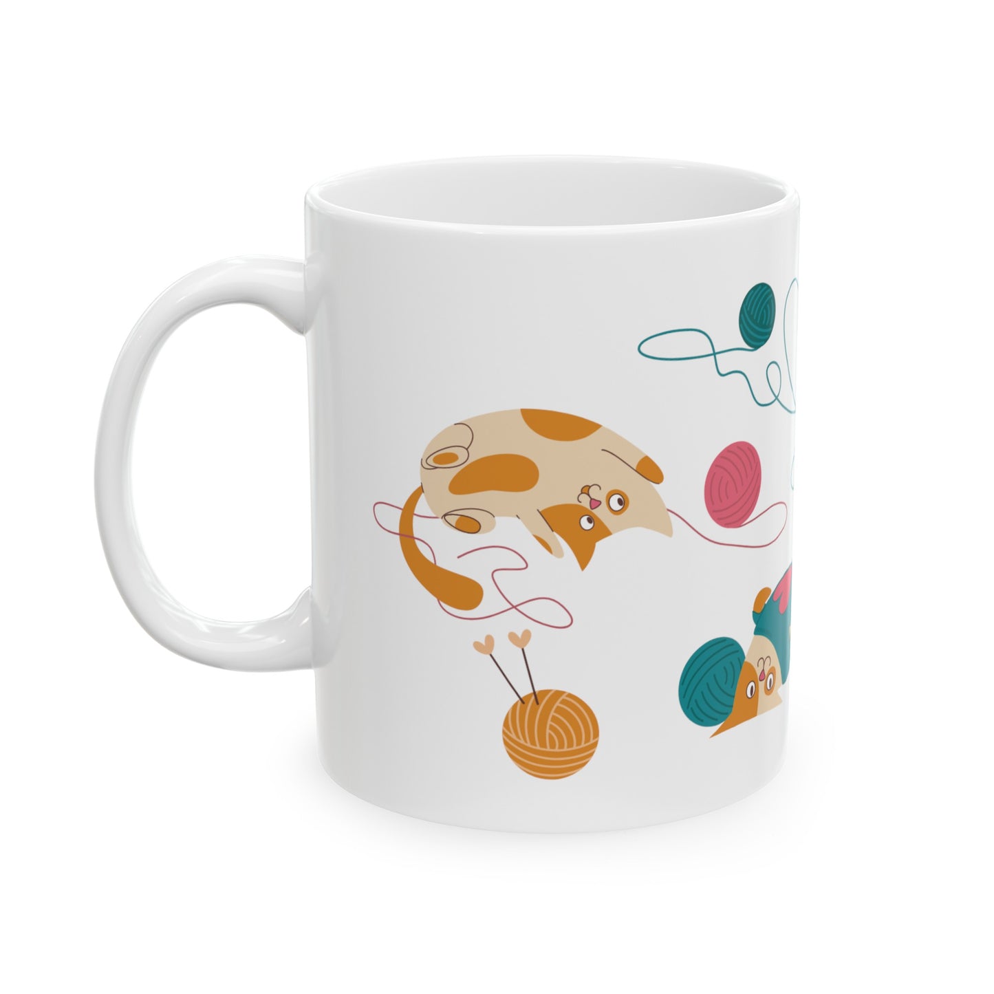 Cats & Yarn Ceramic Mug, 11oz