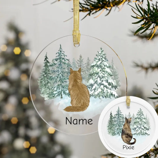 Customizable Cat Winter Acrylic Ornament