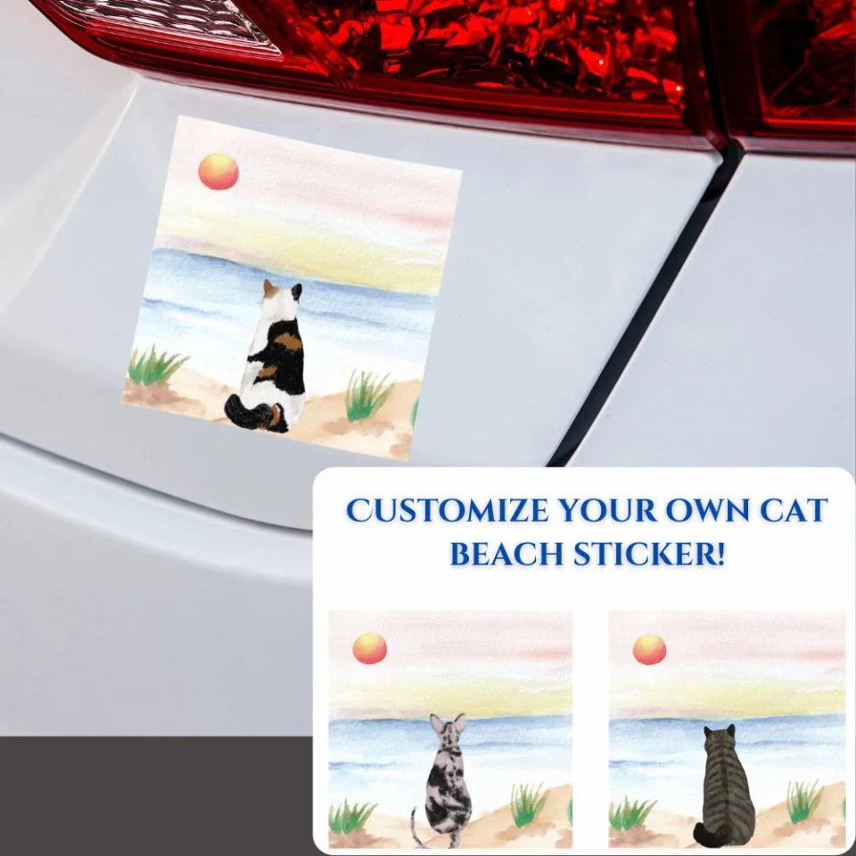 Customizable Cat on Beach Bumper Sticker