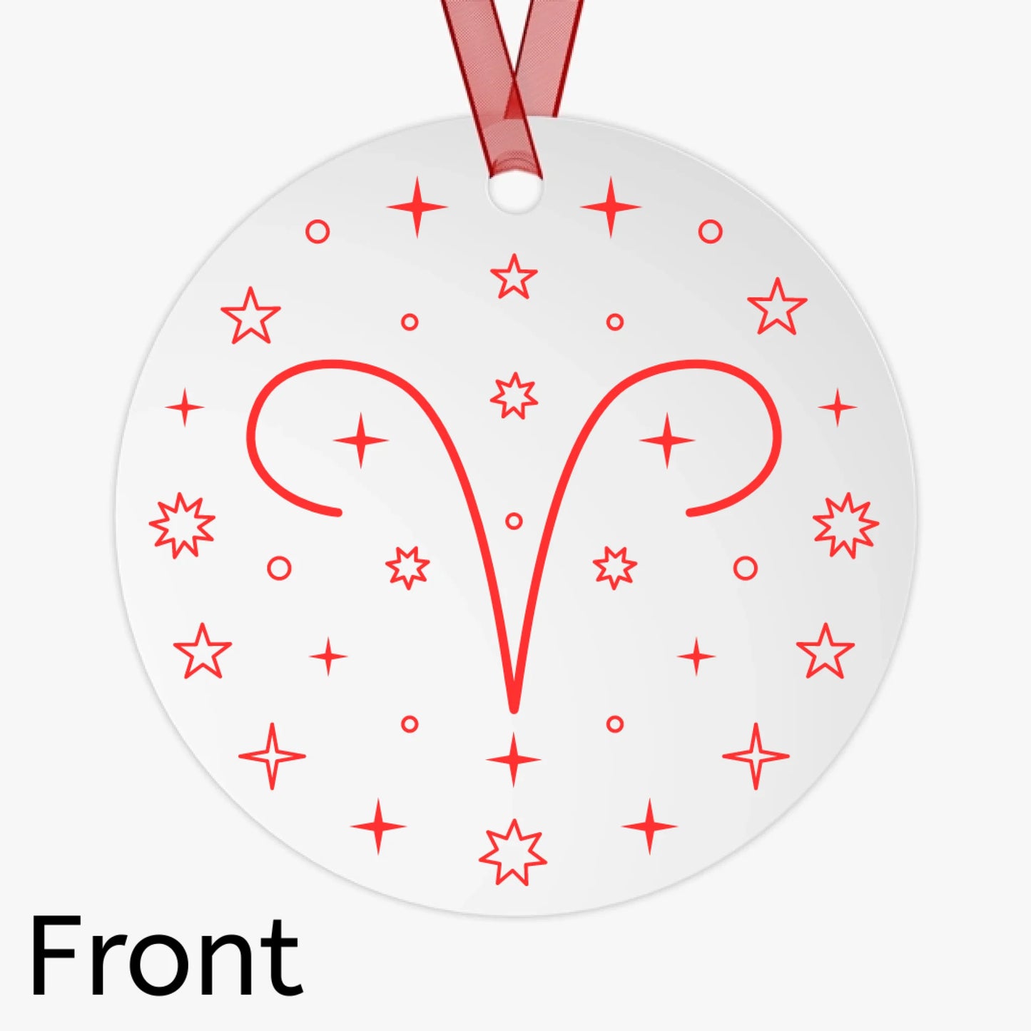 Customizable Zodiac Metal Ornament with Ribbon