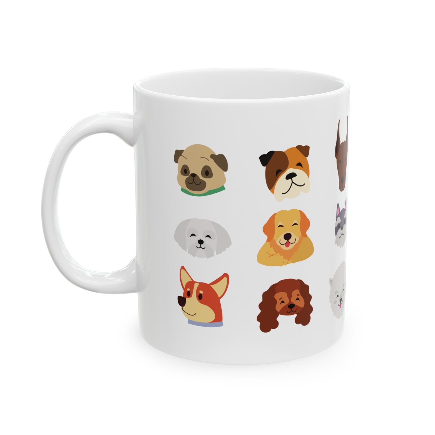 Multiple Breed Cartoon Dogs Ceramic Mug, 11oz