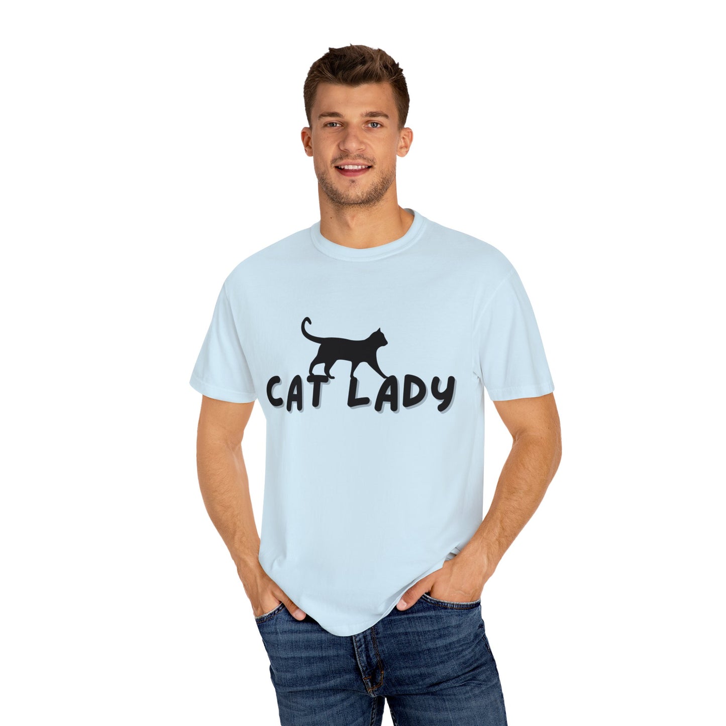 CAT LADY Word Design - Unisex Garment-Dyed T-shirt