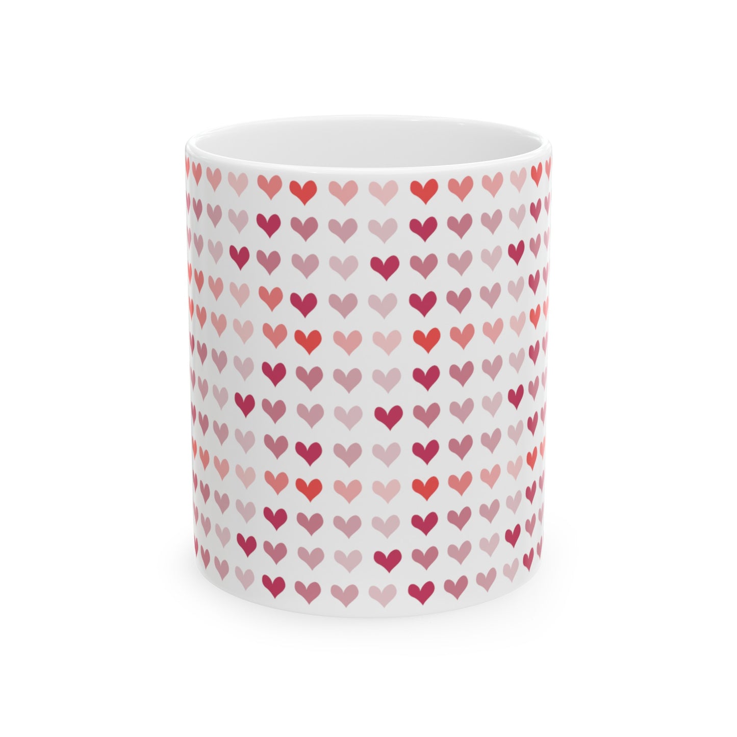 Red/Pink Hearts Ceramic Mug, 11oz