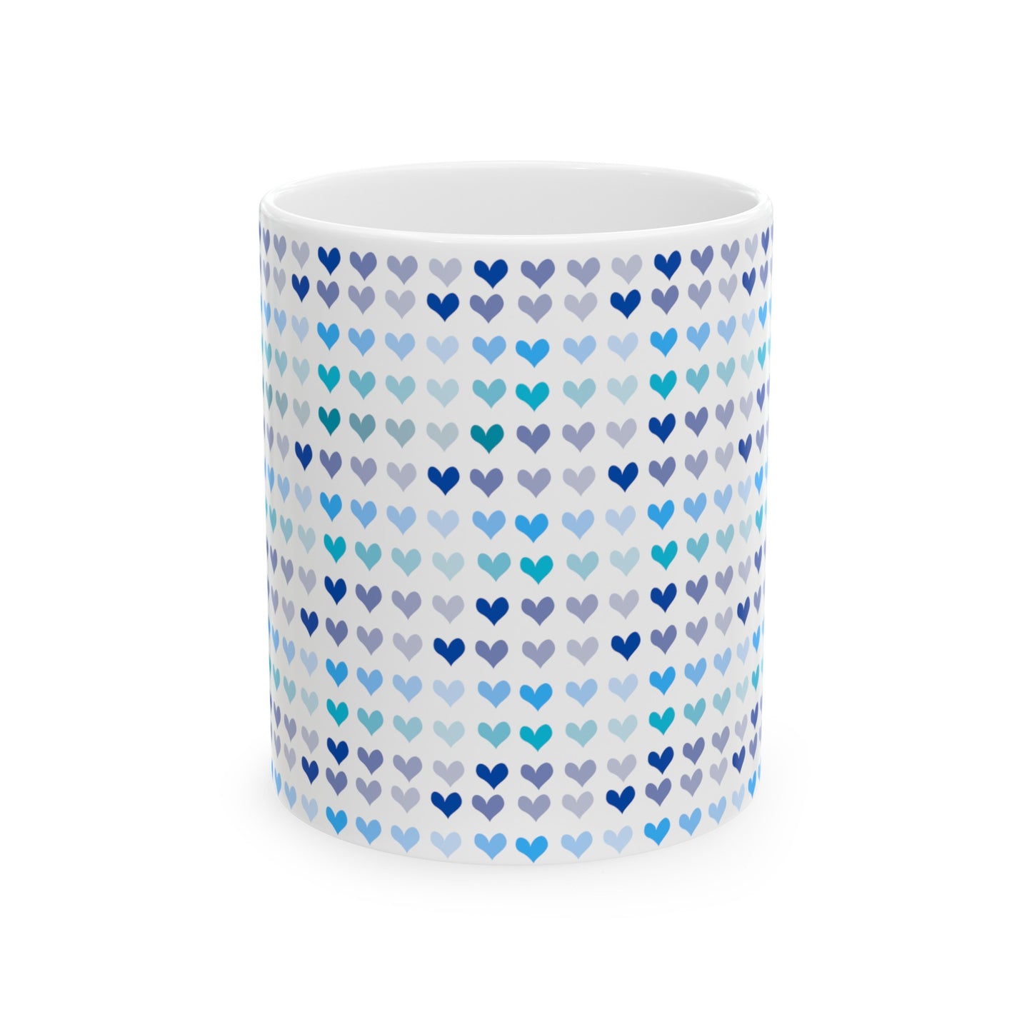 Blue Hearts Ceramic Mug, 11oz