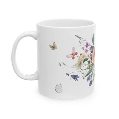 Flowers & Butterflies Ceramic Mug, 11oz