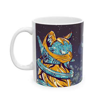 Cool Cat Astronaut Ceramic Mug, 11oz