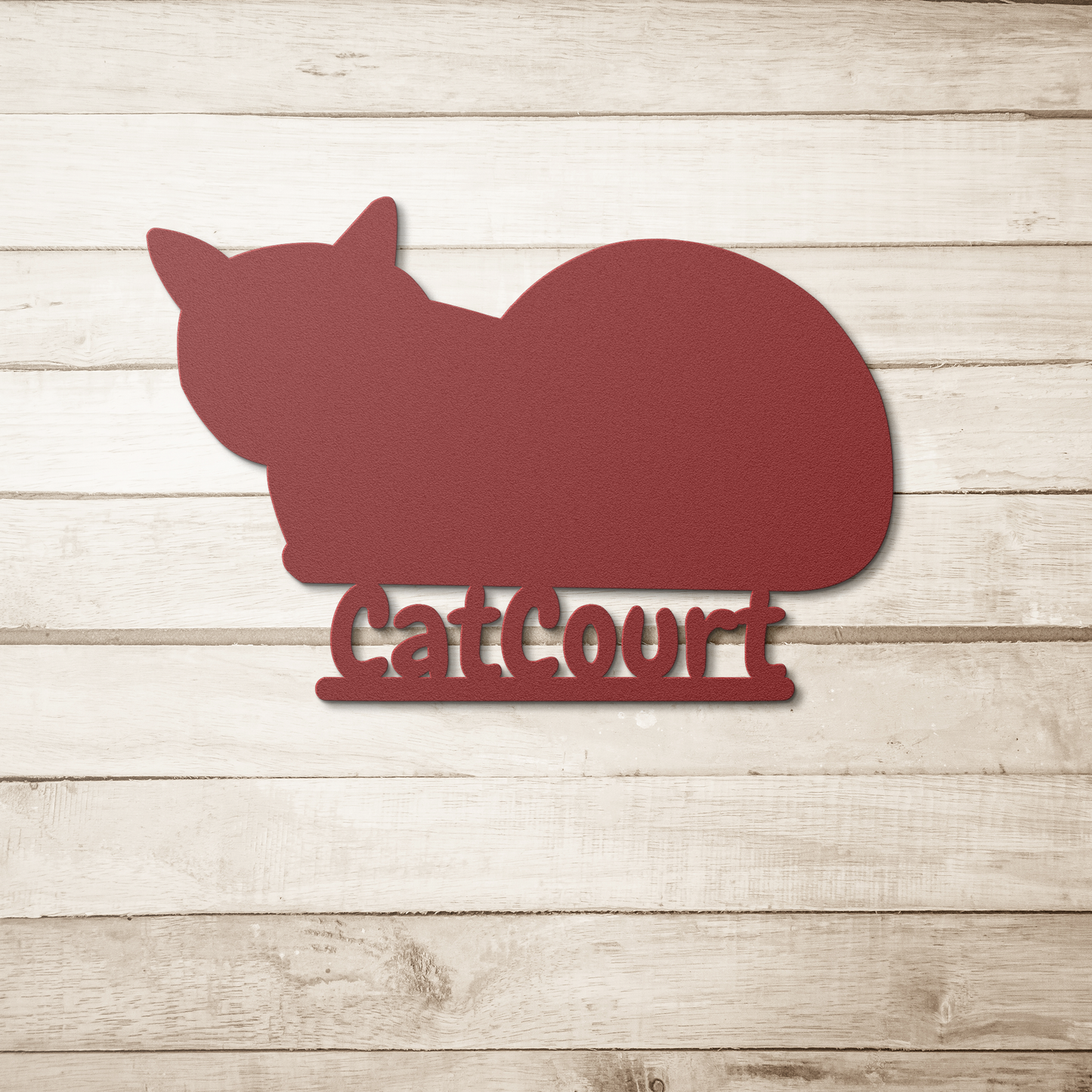 Cat_Court_Metal_Sign_Red_Simple_Wood_BKGD_Mockup.png